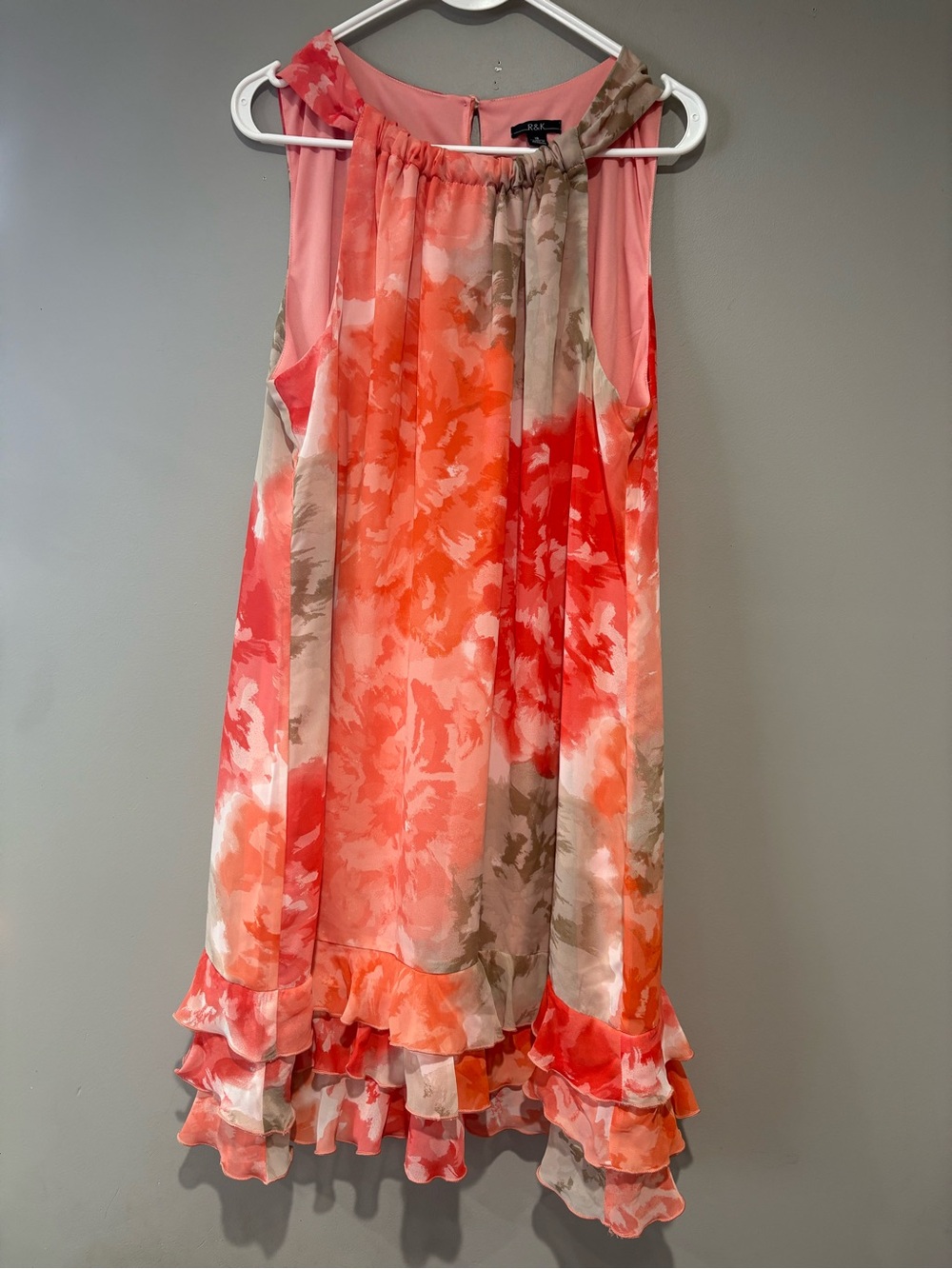 R&K Originals Floral Tiered Ruffle Halter Dress 18